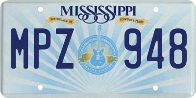 MS license plate MPZ948