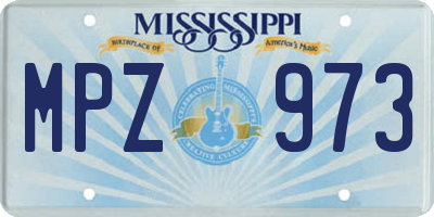 MS license plate MPZ973