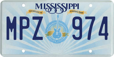 MS license plate MPZ974