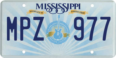 MS license plate MPZ977