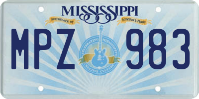 MS license plate MPZ983