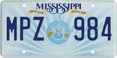 MS license plate MPZ984