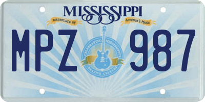 MS license plate MPZ987