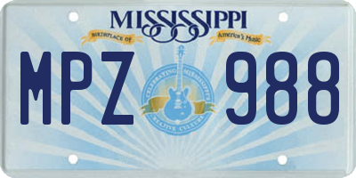 MS license plate MPZ988