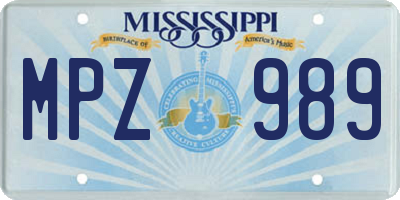 MS license plate MPZ989