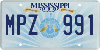 MS license plate MPZ991