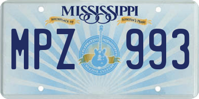 MS license plate MPZ993