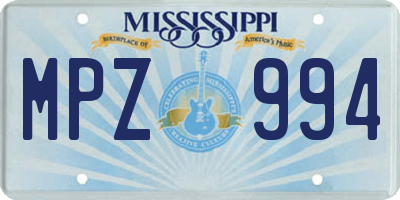 MS license plate MPZ994