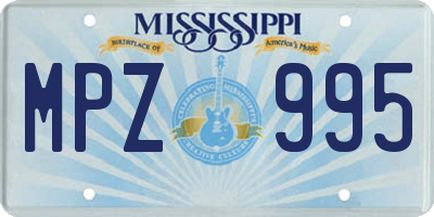 MS license plate MPZ995