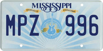 MS license plate MPZ996
