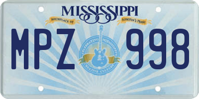MS license plate MPZ998