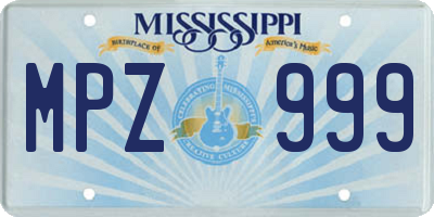 MS license plate MPZ999