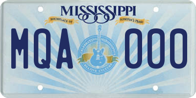 MS license plate MQA000