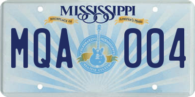 MS license plate MQA004