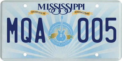 MS license plate MQA005