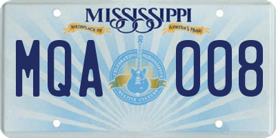 MS license plate MQA008