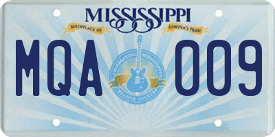 MS license plate MQA009