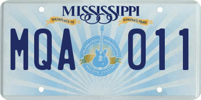MS license plate MQA011
