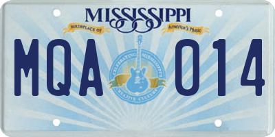 MS license plate MQA014