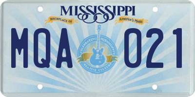 MS license plate MQA021