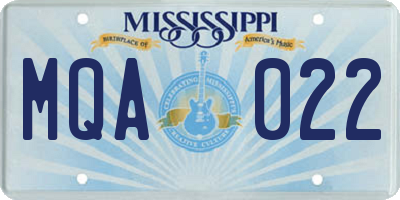 MS license plate MQA022