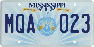 MS license plate MQA023