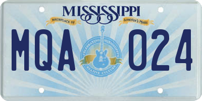 MS license plate MQA024