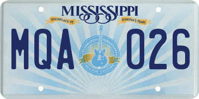 MS license plate MQA026