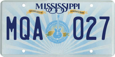 MS license plate MQA027