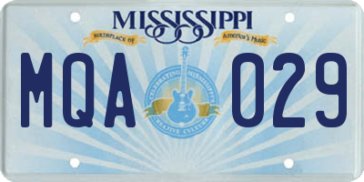 MS license plate MQA029
