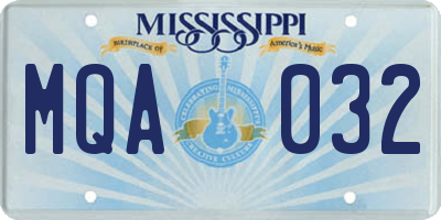 MS license plate MQA032