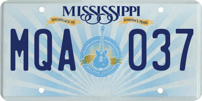 MS license plate MQA037