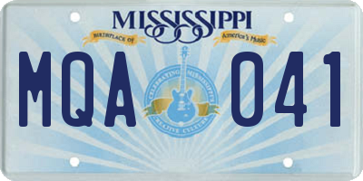 MS license plate MQA041