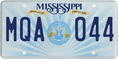 MS license plate MQA044