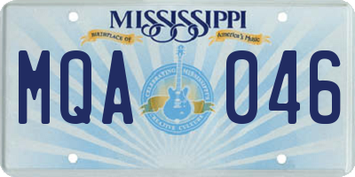 MS license plate MQA046
