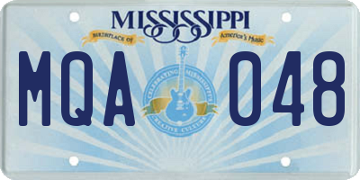 MS license plate MQA048