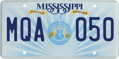 MS license plate MQA050