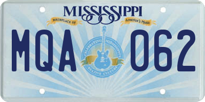 MS license plate MQA062