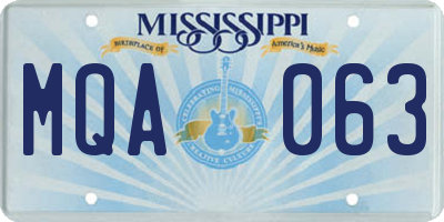 MS license plate MQA063