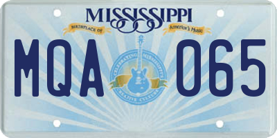 MS license plate MQA065