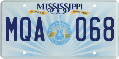 MS license plate MQA068