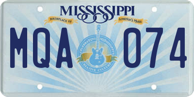 MS license plate MQA074