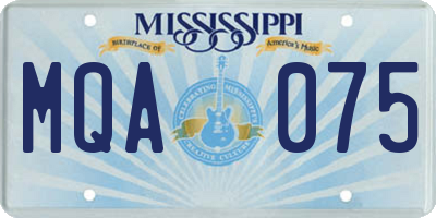 MS license plate MQA075
