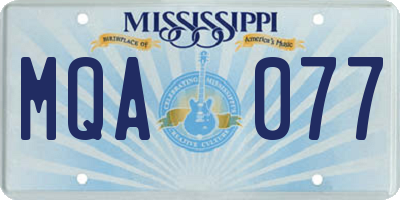 MS license plate MQA077