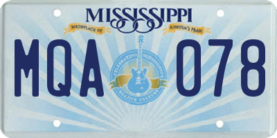 MS license plate MQA078