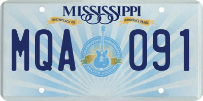 MS license plate MQA091