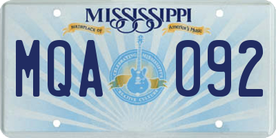 MS license plate MQA092