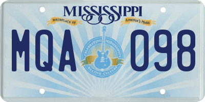 MS license plate MQA098