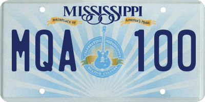 MS license plate MQA100