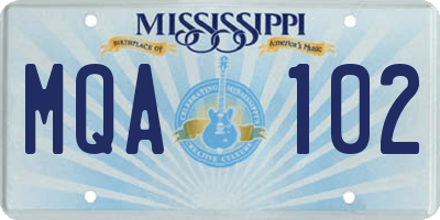 MS license plate MQA102